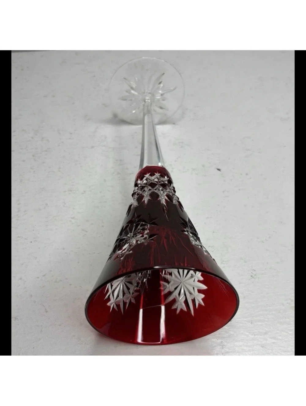Waterford Snow Crystal Red Fluted Champagne Glass